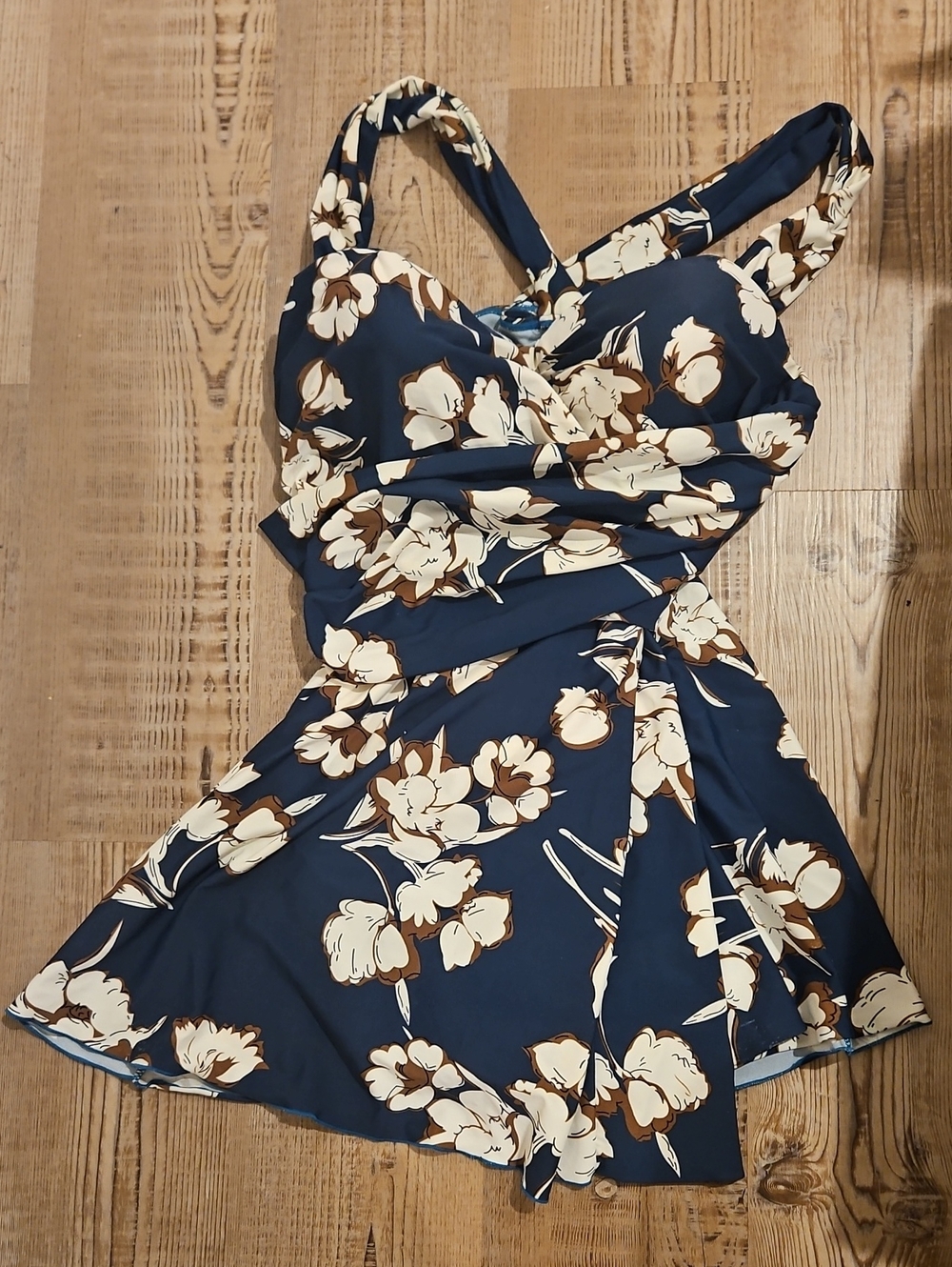 Cocopear Navy Floral It Figures Swim Dress